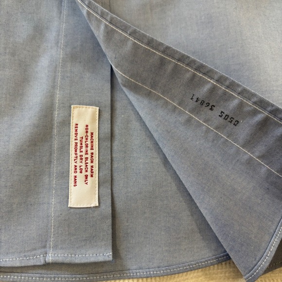 Brooks Brothers Non-Iron Cotton Dress Shirt 16.5 34 Traditional Fit Blue Oxford - Picture 5 of 9